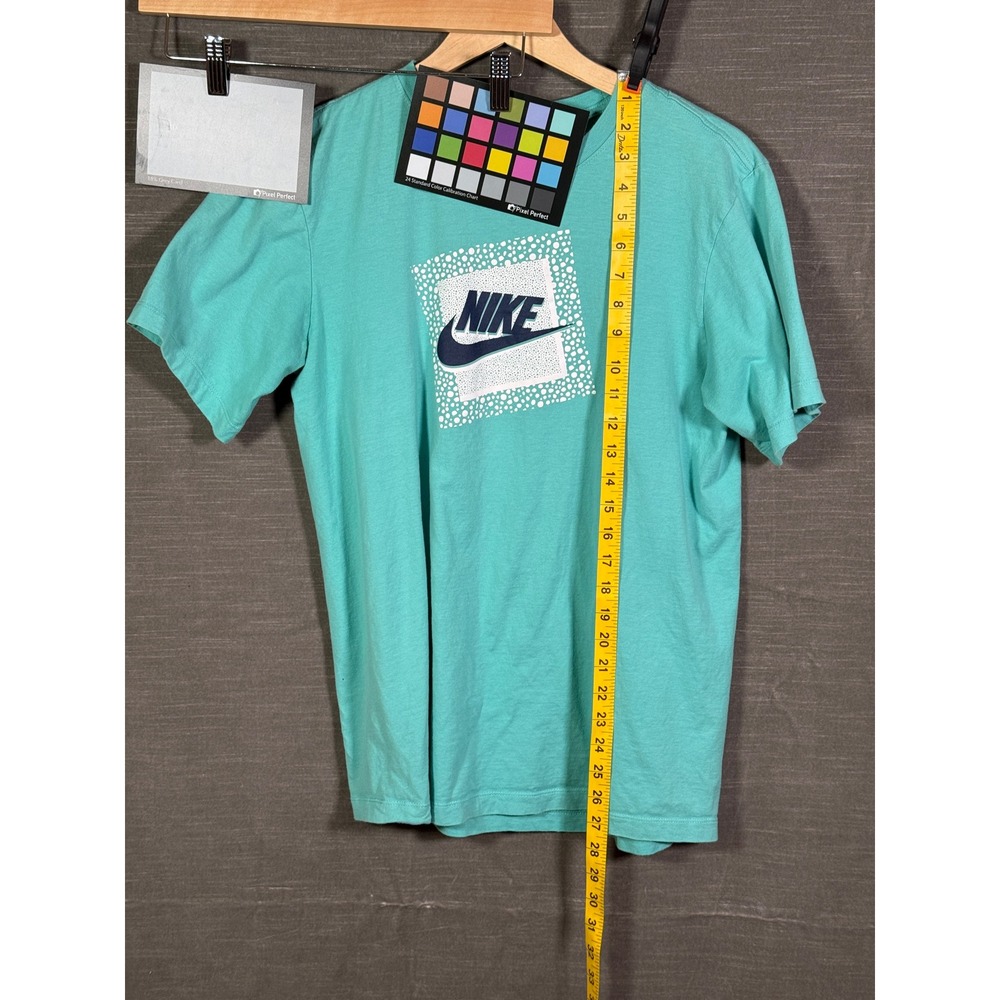 Nike Mens Graphic T-Shirt Teal Green Polka Dot Logo Crew Neck Size Small